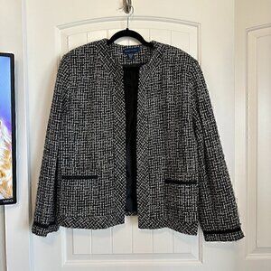 Karen Scott PLUS women's blazer suit jacket black white grey patterned women 14